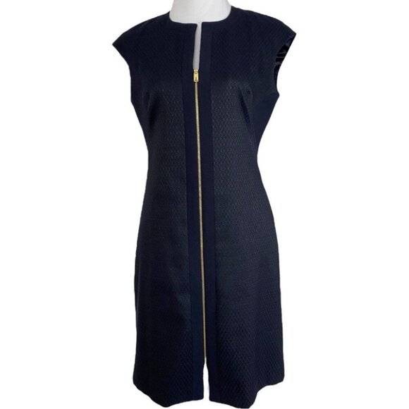 Ted Baker Women's Navy Blue Textured Designer Sheath Dress EU 2/US 6/C37 - Picture 5 of 13